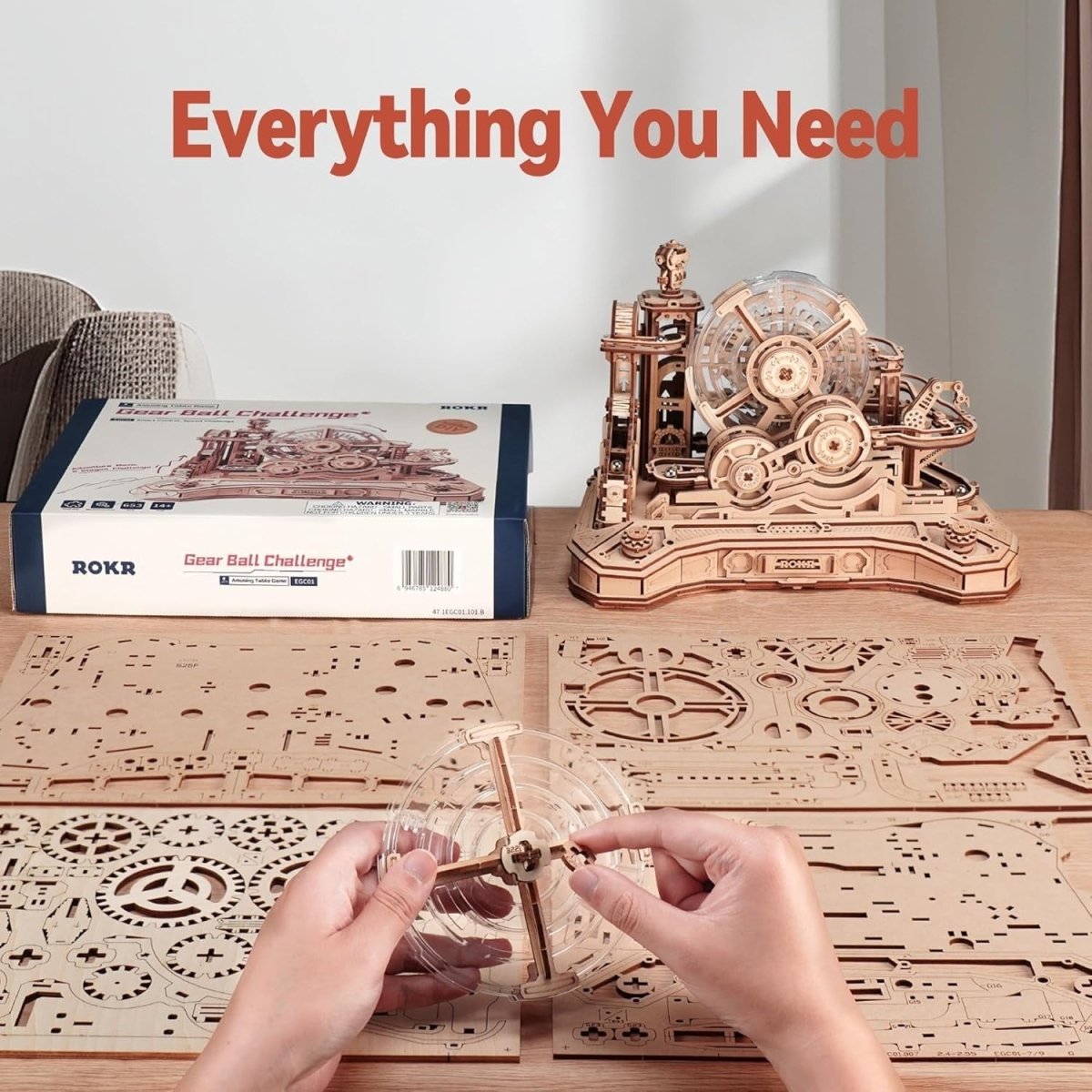 3D Wooden Marble Run Pinball Machine Puzzle 653 Piece DIY STEM Kit - Kwikley