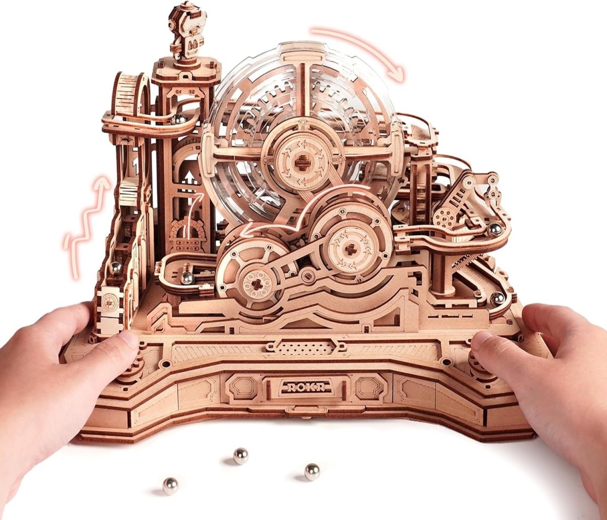 3D Wooden Marble Run Pinball Machine Puzzle 653 Piece DIY STEM Kit - Kwikley