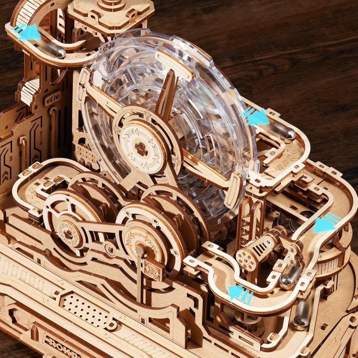 3D Wooden Marble Run Puzzle 653 Piece Gear Track STEM Model Kit - Kwikley
