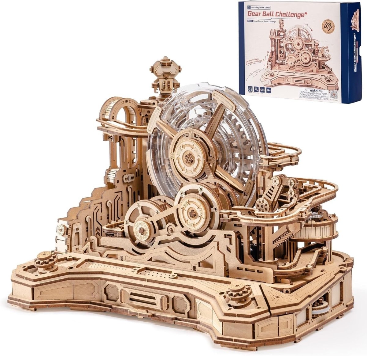 3D Wooden Marble Run Puzzle 653 Piece Gear Track STEM Model Kit - Kwikley