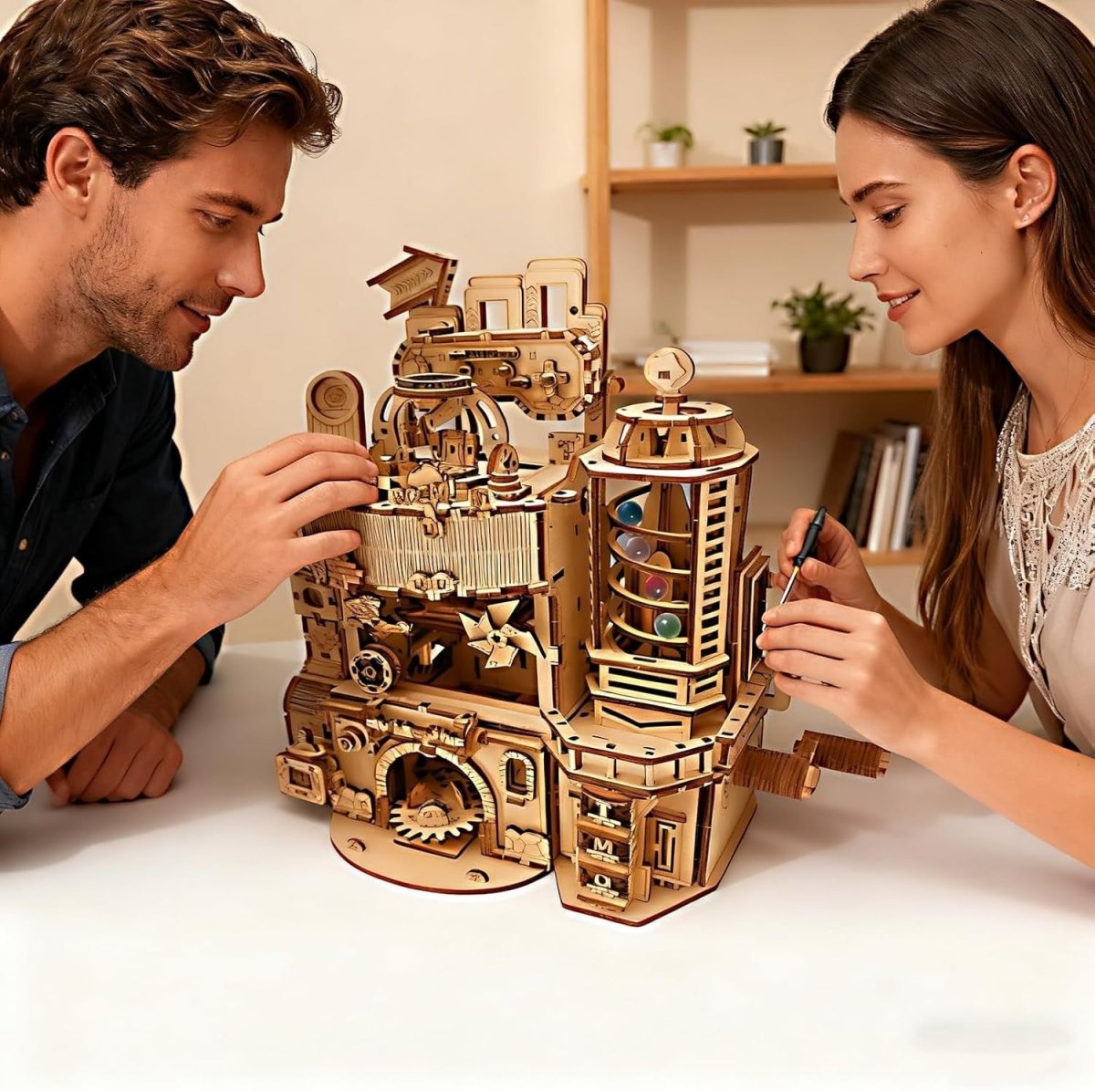3D Wooden Marble Run Puzzle DIY Mechanical Model Kit Adult Build - Kwikley