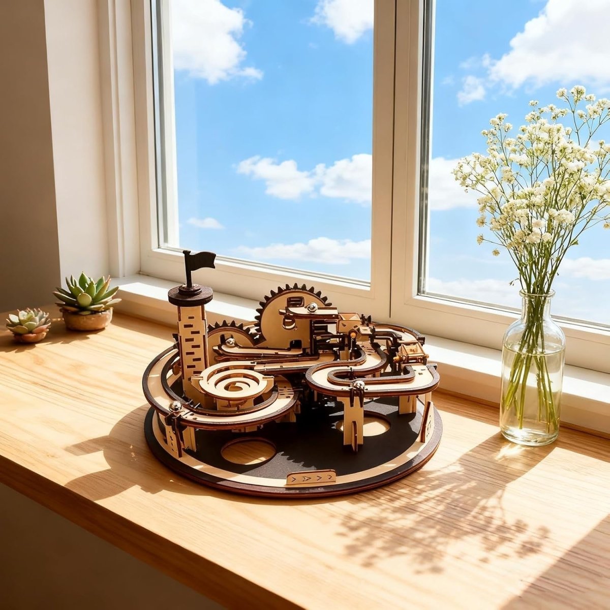 3D Wooden Marble Run Puzzle DIY Mechanical Model Kit Adult Build Toy - Kwikley