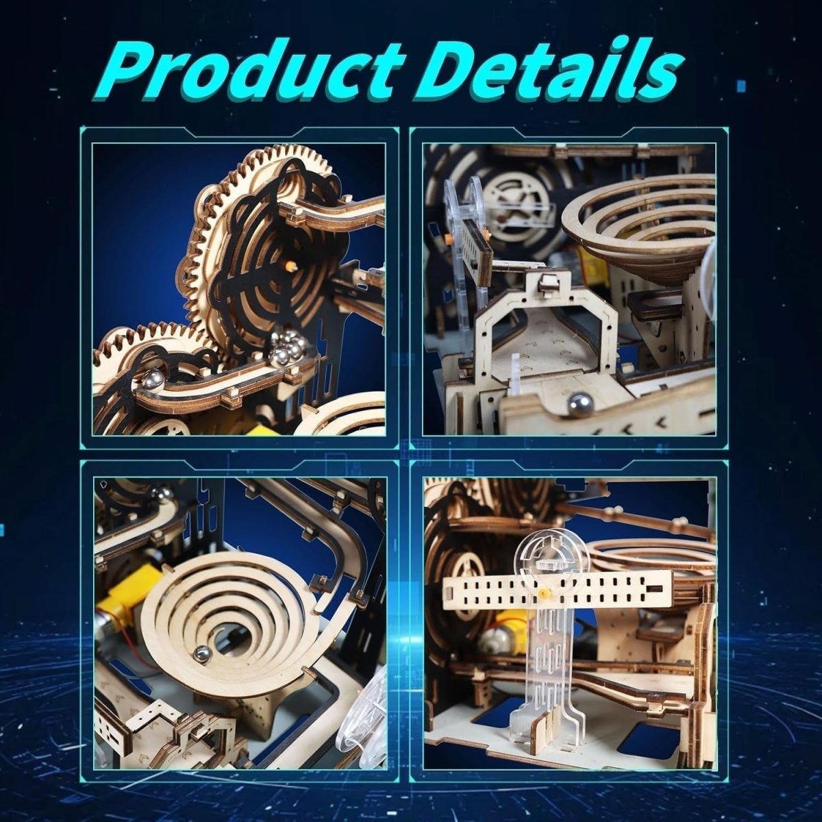 3D Wooden Marble Run Puzzle Mechanical Ball Track DIY STEM Model - Kwikley