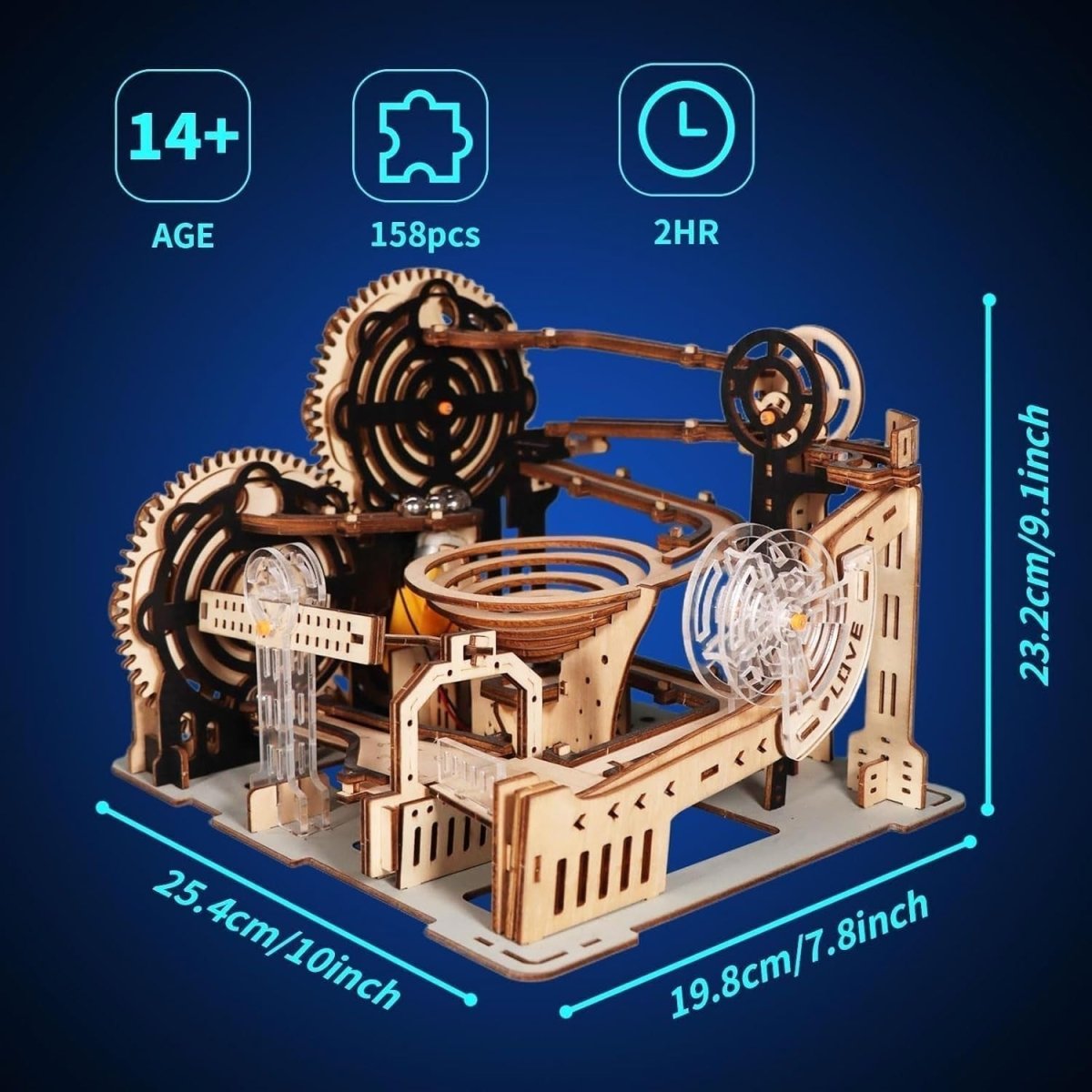3D Wooden Marble Run Puzzle Mechanical Ball Track DIY STEM Model - Kwikley
