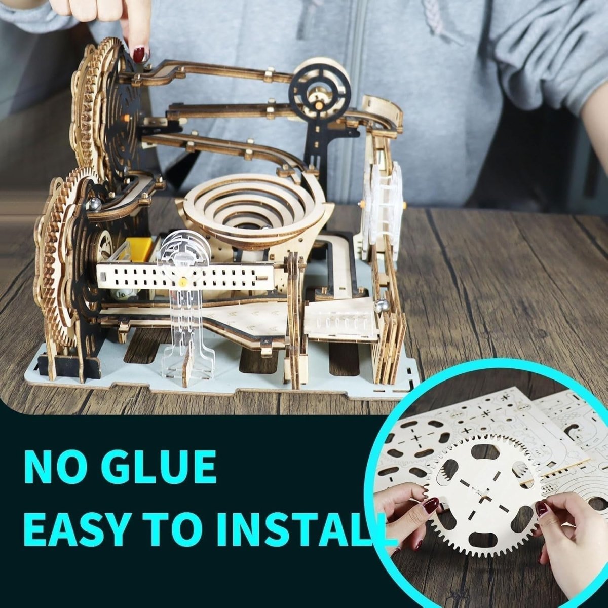 3D Wooden Marble Run Puzzle Mechanical Ball Track DIY STEM Model - Kwikley