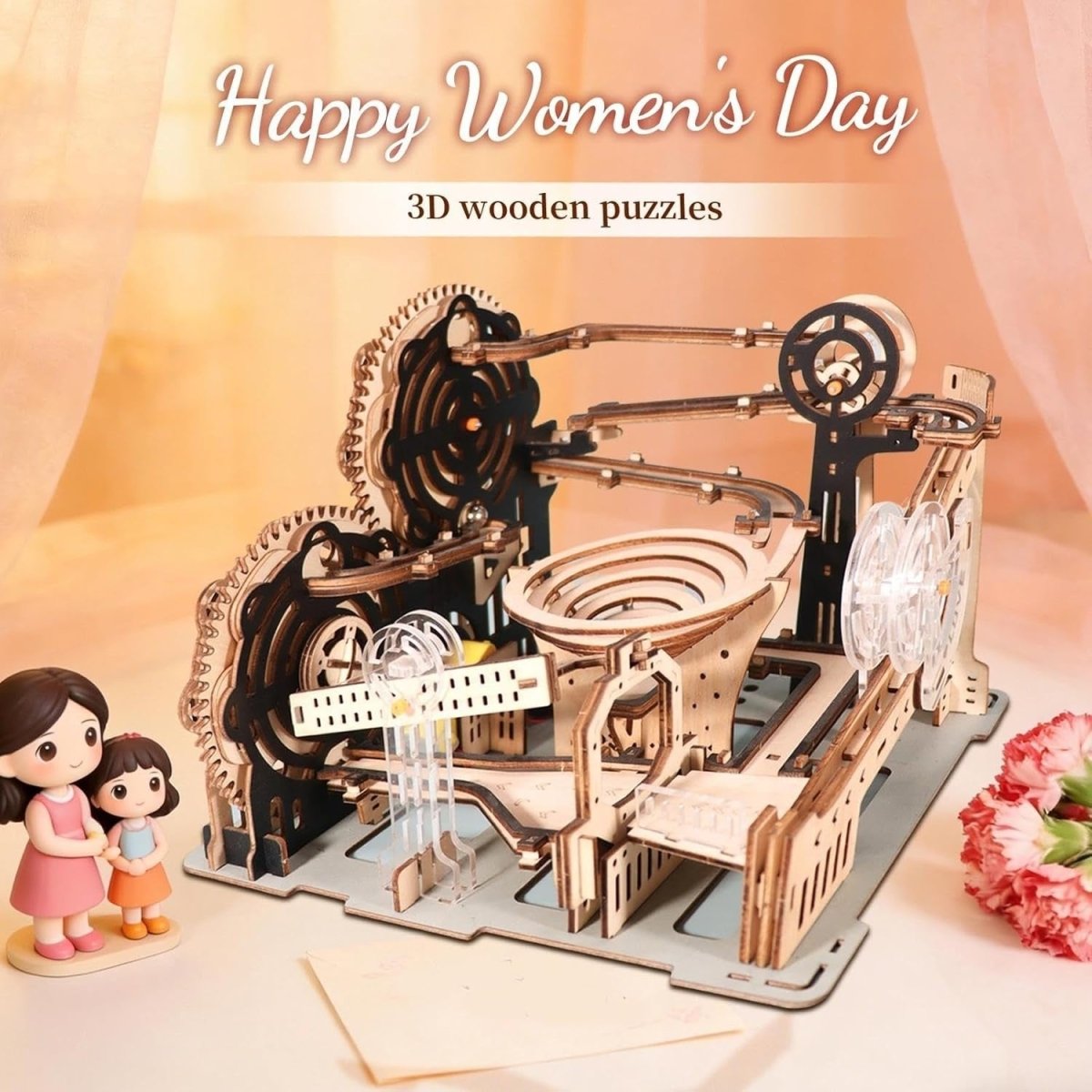 3D Wooden Marble Run Puzzle Mechanical Ball Track DIY STEM Model - Kwikley