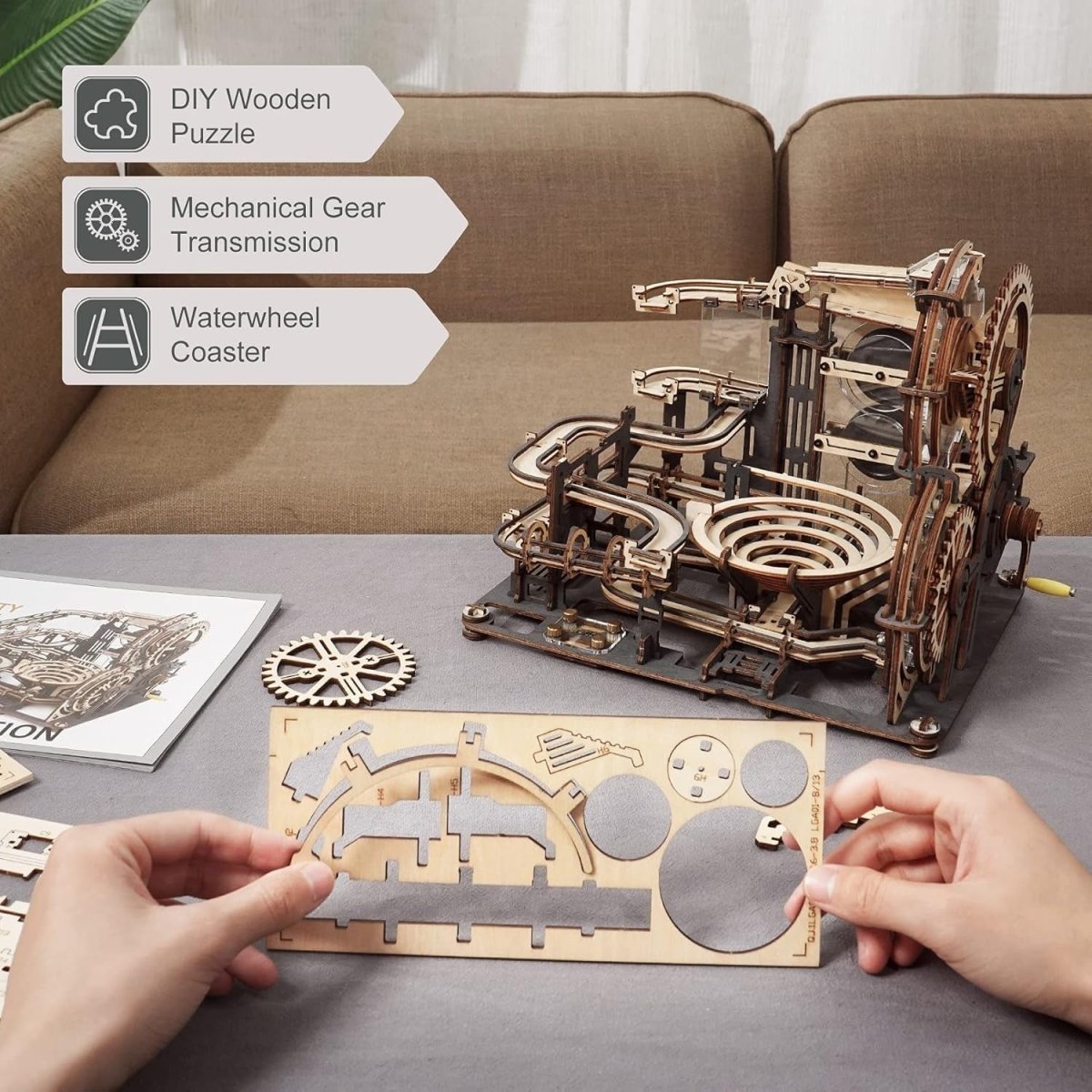 3D Wooden Marble Run Puzzle Mechanical Ball Track STEM Model Kit - Kwikley