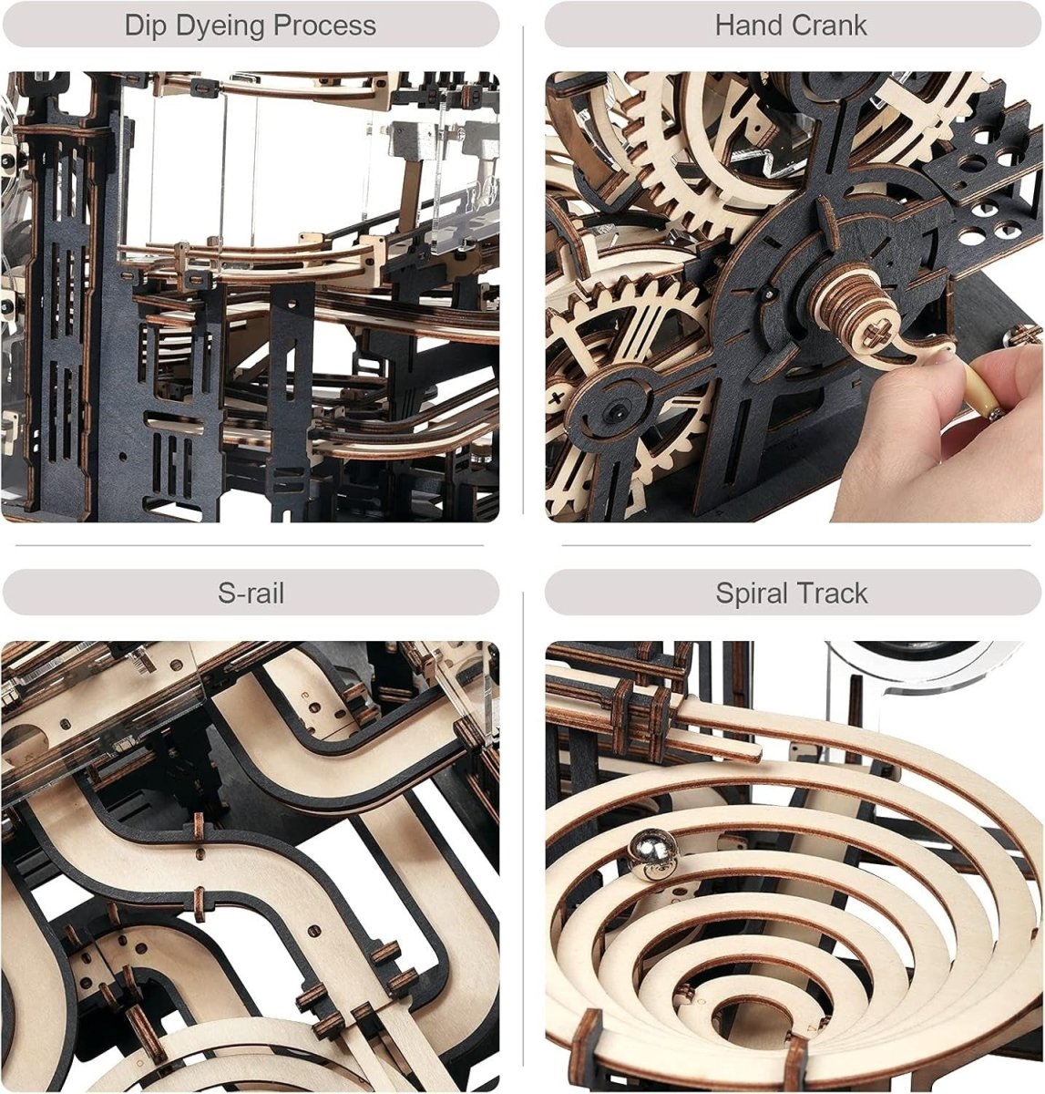 3D Wooden Marble Run Puzzle Mechanical Ball Track STEM Model Kit - Kwikley