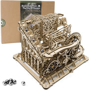 3D Wooden Marble Run Puzzle Mechanical Model Kit Hand Crank DIY Build - Kwikley