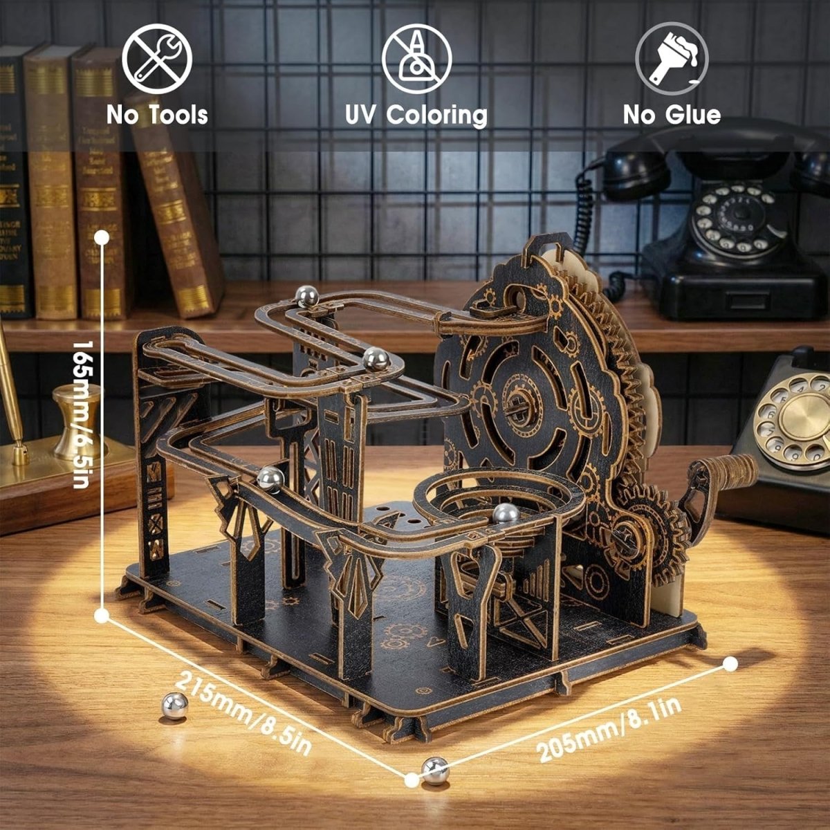 3D Wooden Marble Run Puzzle Mechanical Model Kit STEM Desk Decor - Kwikley
