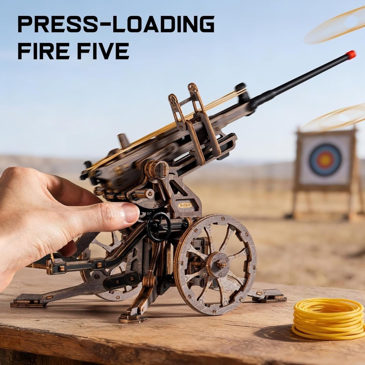 3D Wooden Mechanical Launcher Model Kit DIY STEM Puzzle Desk Display - Kwikley