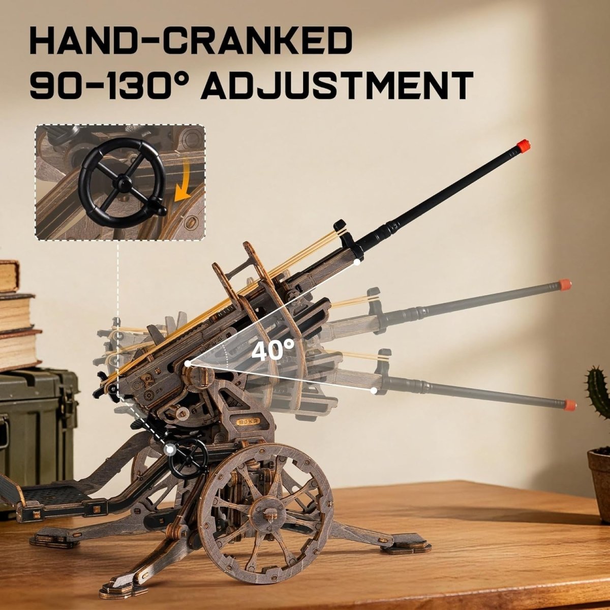 3D Wooden Mechanical Launcher Model Kit DIY STEM Puzzle Desk Display - Kwikley
