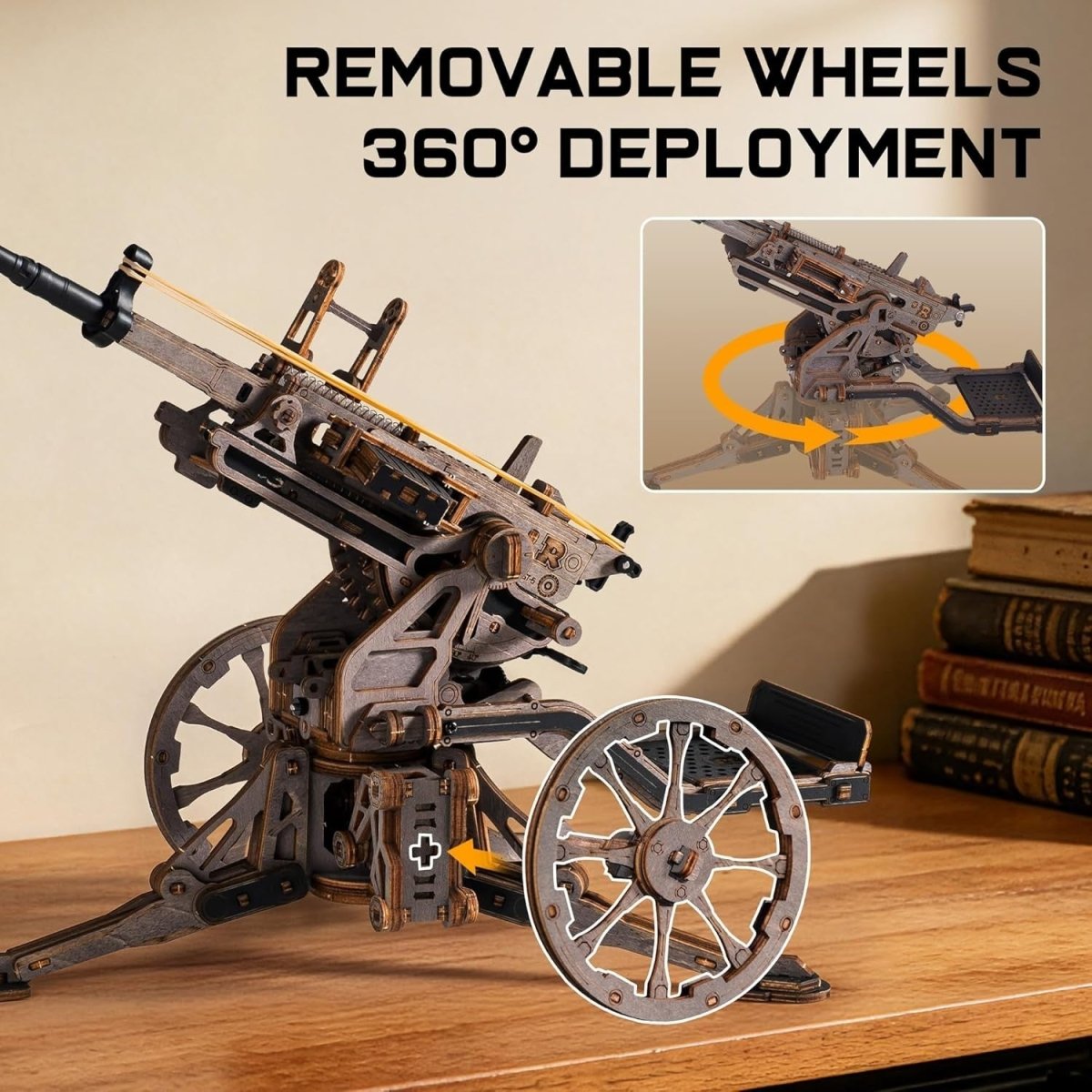 3D Wooden Mechanical Launcher Model Kit DIY STEM Puzzle Desk Display - Kwikley