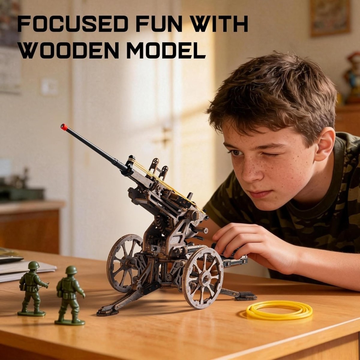 3D Wooden Mechanical Launcher Model Kit DIY STEM Puzzle Desk Display - Kwikley