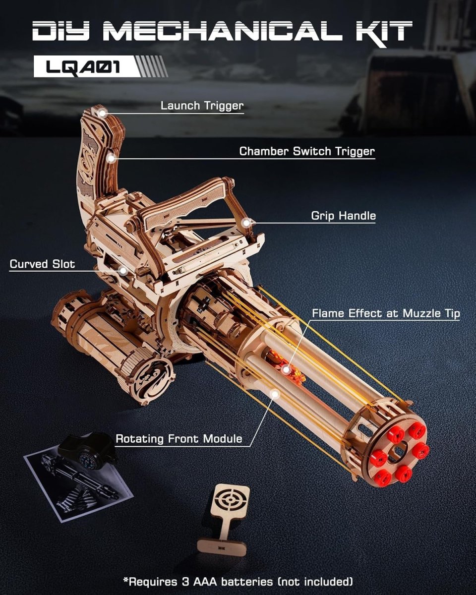 3D Wooden Mechanical Launcher Puzzle 412PCS DIY Model Kit Adult Build - Kwikley