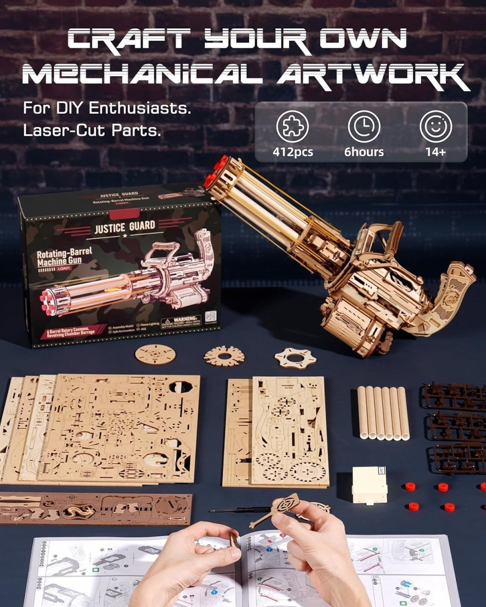 3D Wooden Mechanical Launcher Puzzle 412PCS DIY Model Kit Adult Build - Kwikley