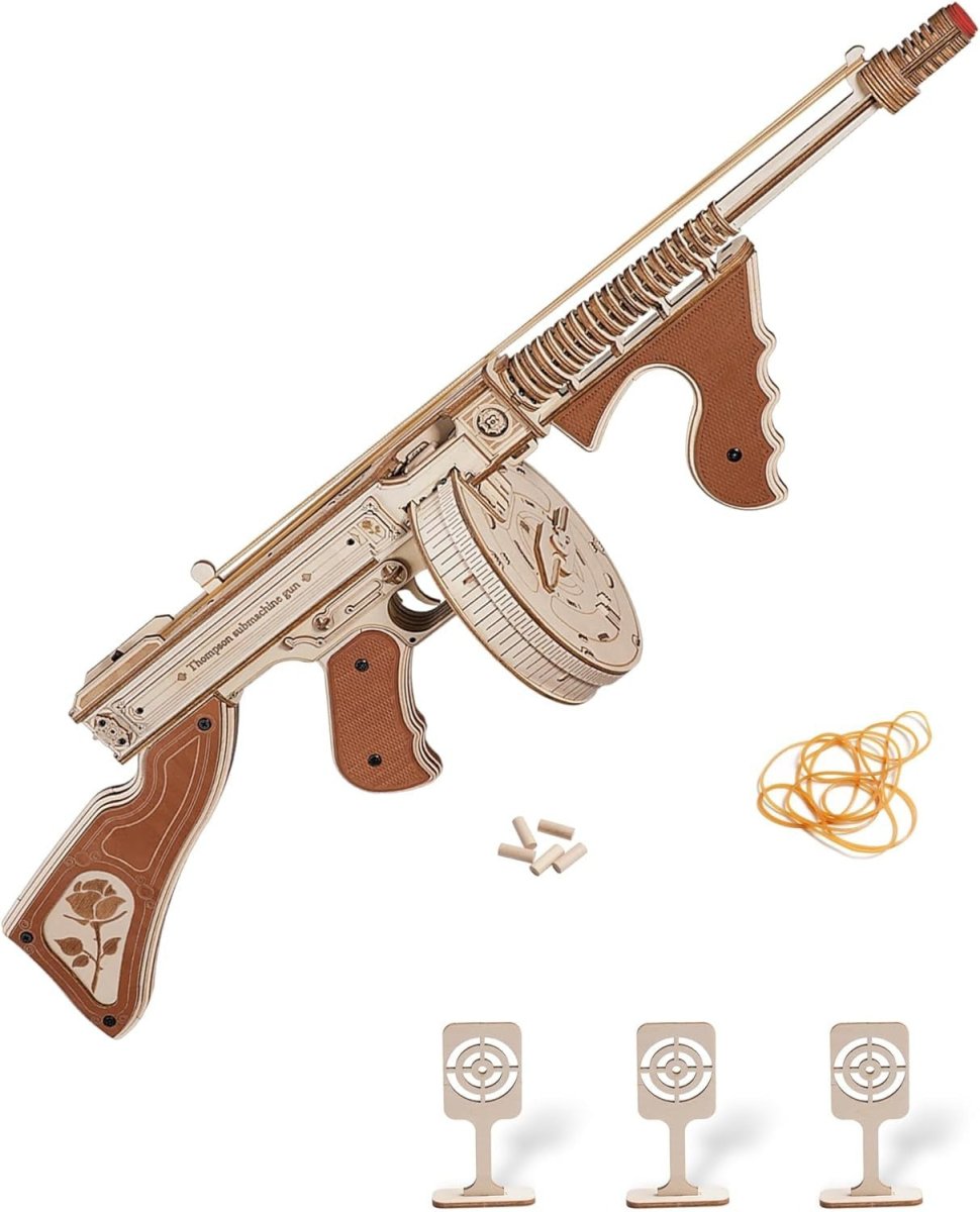 3D Wooden Mechanical Model Kit Assembly Puzzle with Rubber Band Launcher - Kwikley
