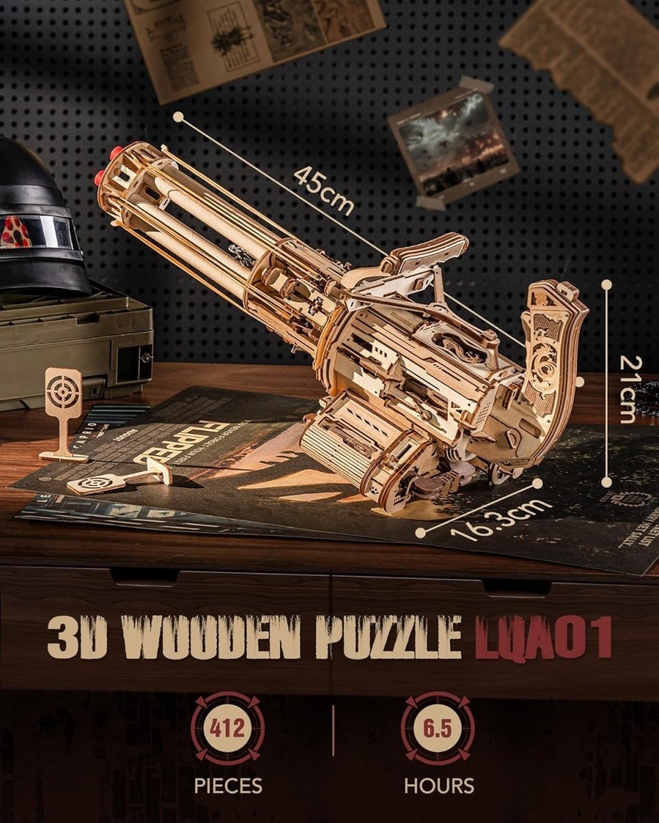 3D Wooden Mechanical Puzzle Kit Rotary Action Model DIY STEM Build - Kwikley