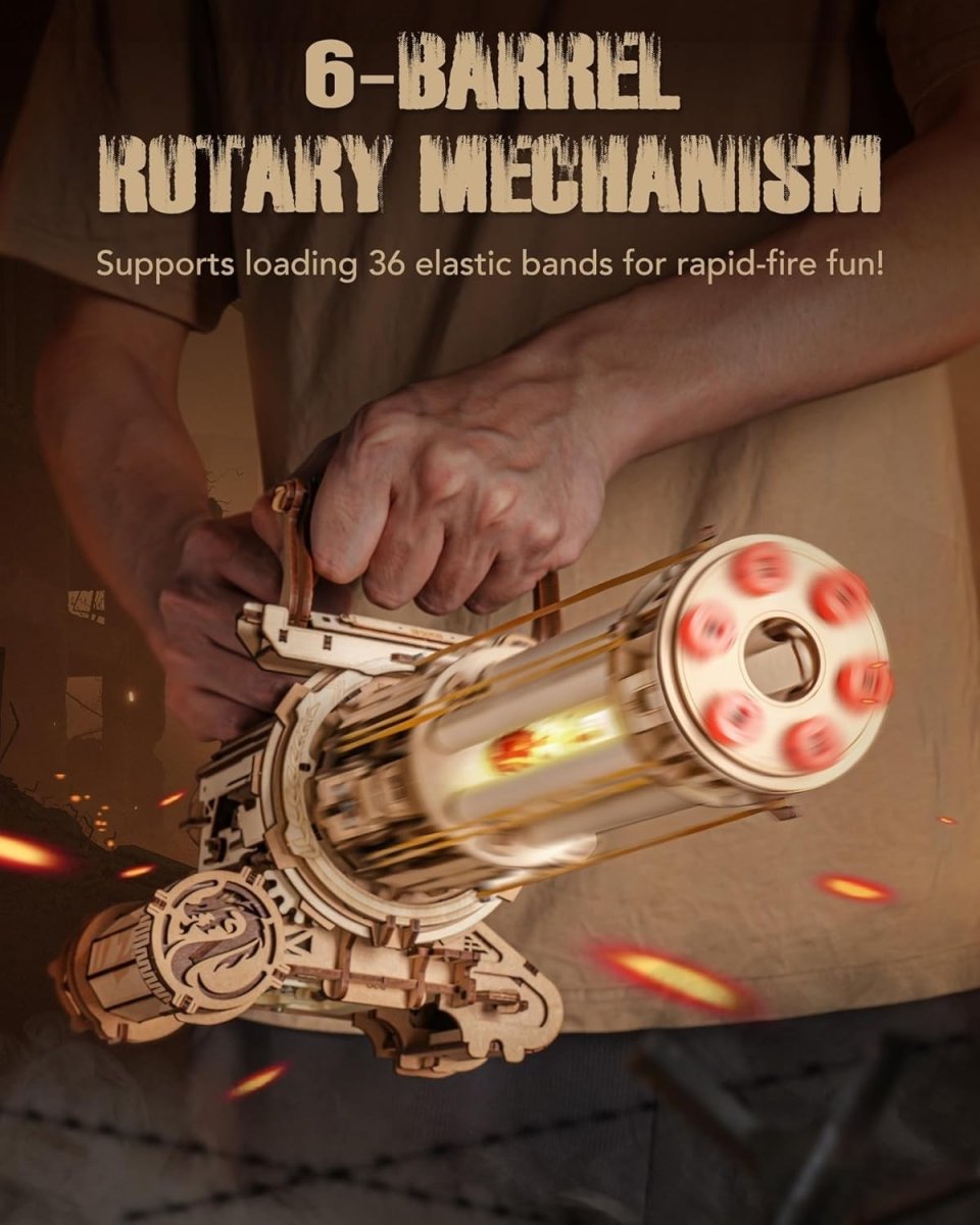 3D Wooden Mechanical Puzzle Kit Rotary Action Model DIY STEM Build - Kwikley