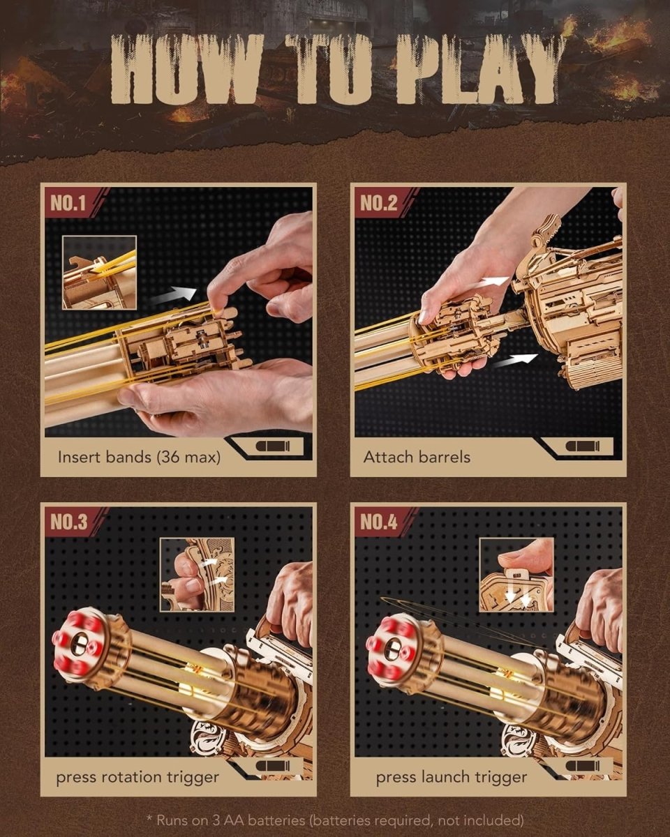 3D Wooden Mechanical Puzzle Kit Rotary Action Model DIY STEM Build - Kwikley