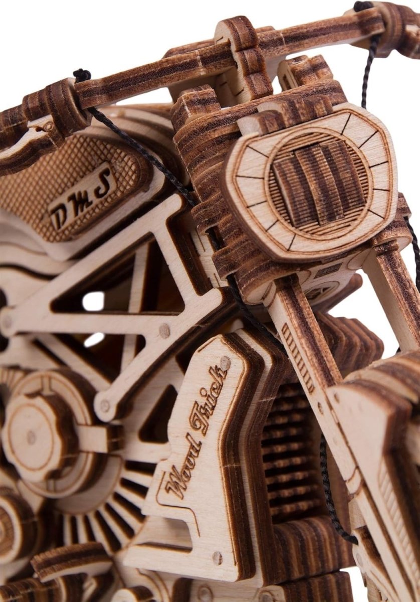 3D Wooden Motorcycle Puzzle Rubber Band Motor DIY Mechanical Model Kit - Kwikley