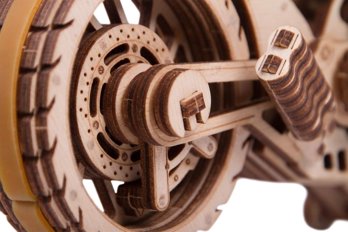 3D Wooden Motorcycle Puzzle Rubber Band Motor DIY Mechanical Model Kit - Kwikley