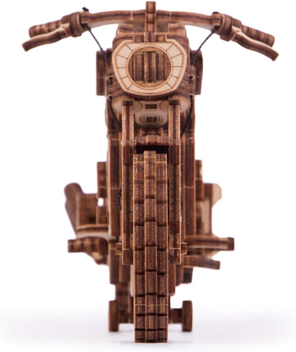 3D Wooden Motorcycle Puzzle Rubber Band Motor DIY Mechanical Model Kit - Kwikley