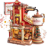 3D Wooden Music Box Christmas House DIY Model Kit with Lights 449Pc - Kwikley