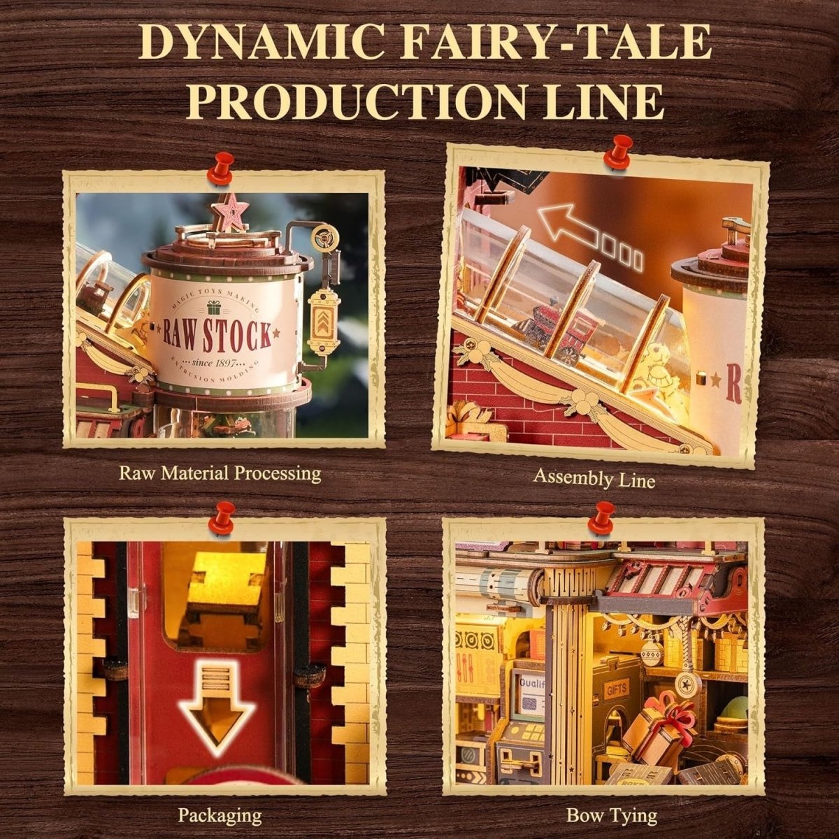 3D Wooden Music Box Christmas House DIY Model Kit with Lights 449Pc - Kwikley