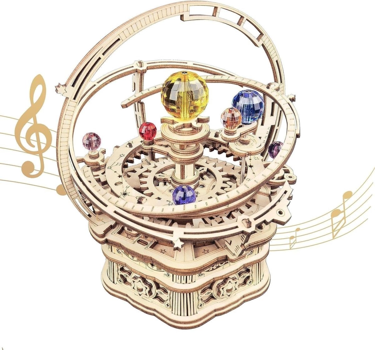 3D Wooden Music Box Puzzle Starry Night Mechanical DIY Model Kit - Kwikley