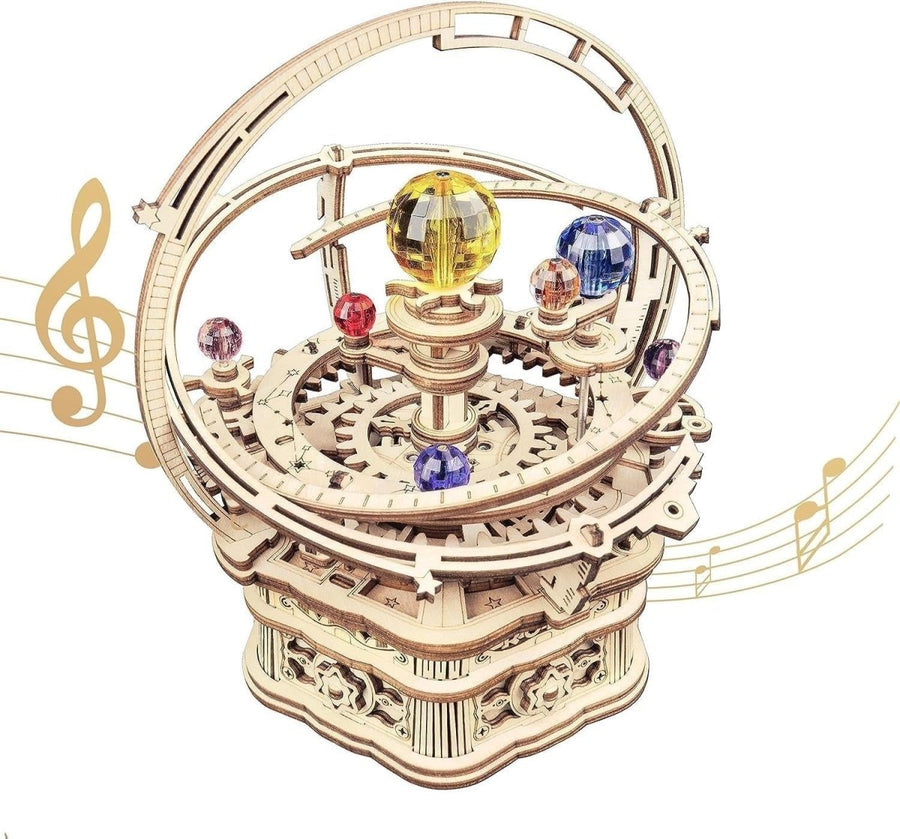 3D Wooden Music Box Puzzle Starry Night Mechanical DIY Model Kit - Kwikley