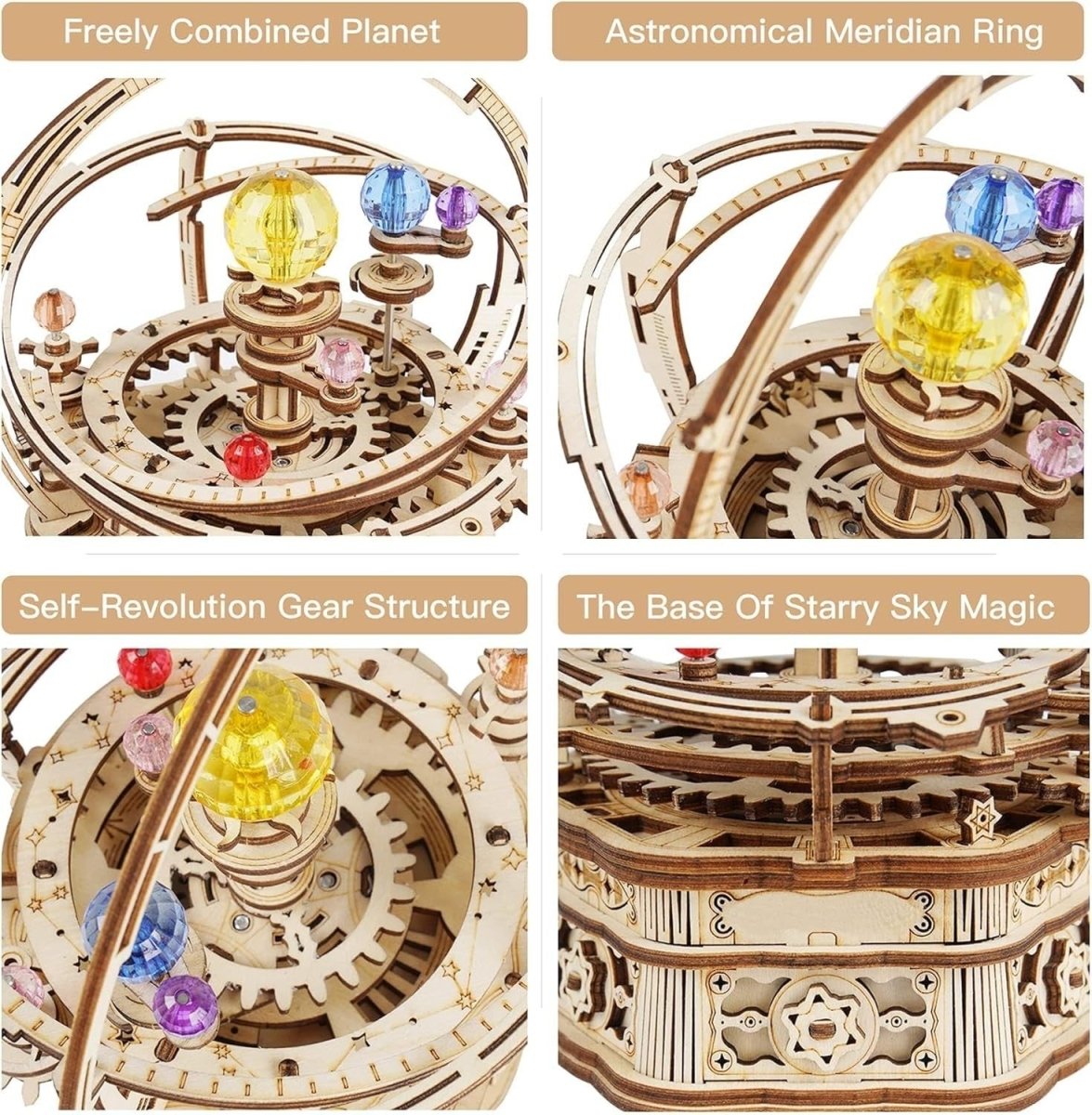 3D Wooden Music Box Puzzle Starry Night Mechanical DIY Model Kit - Kwikley