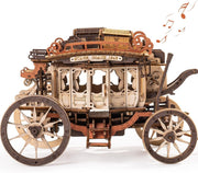 3D Wooden Music Box Stagecoach Puzzle Mechanical DIY Model Gift - Kwikley