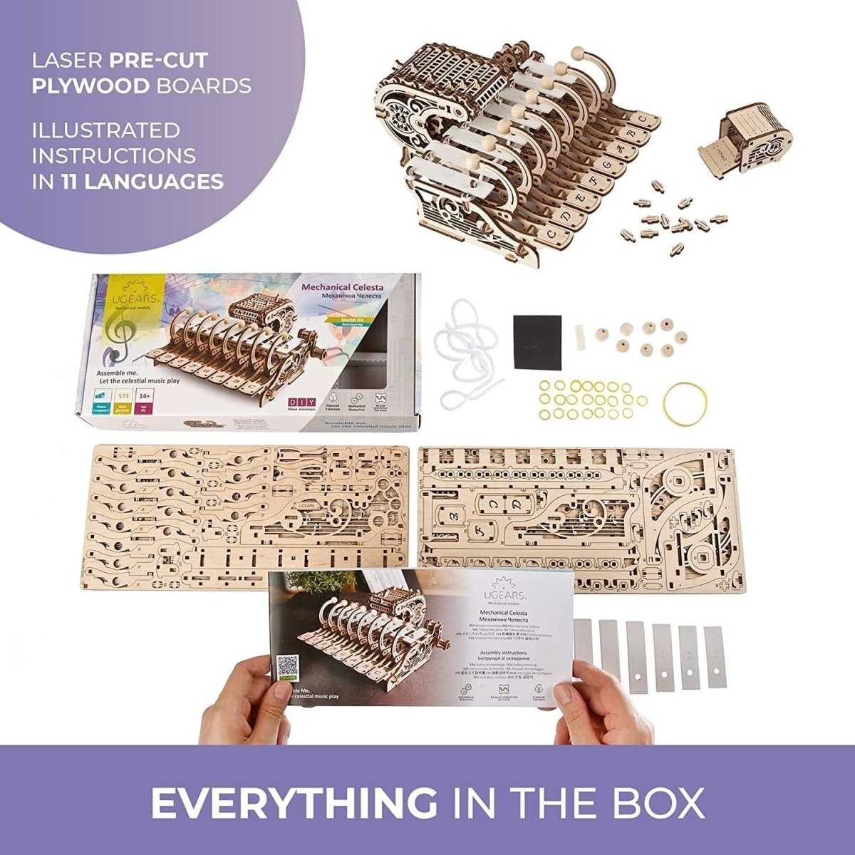 3D Wooden Musical Piano Puzzle DIY Mechanical Music Box Kit 573PCS Adult - Kwikley