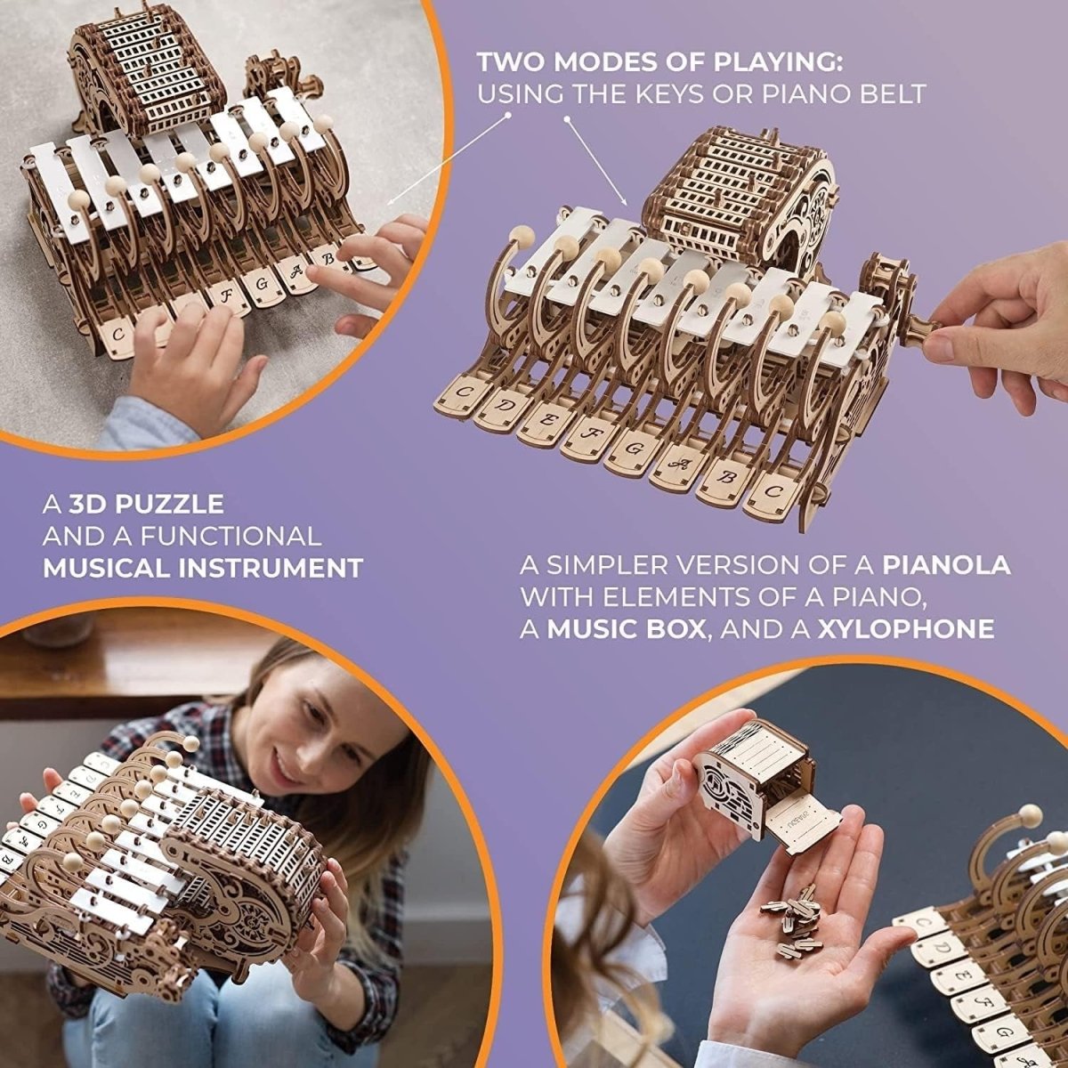 3D Wooden Musical Piano Puzzle DIY Mechanical Music Box Kit 573PCS Adult - Kwikley