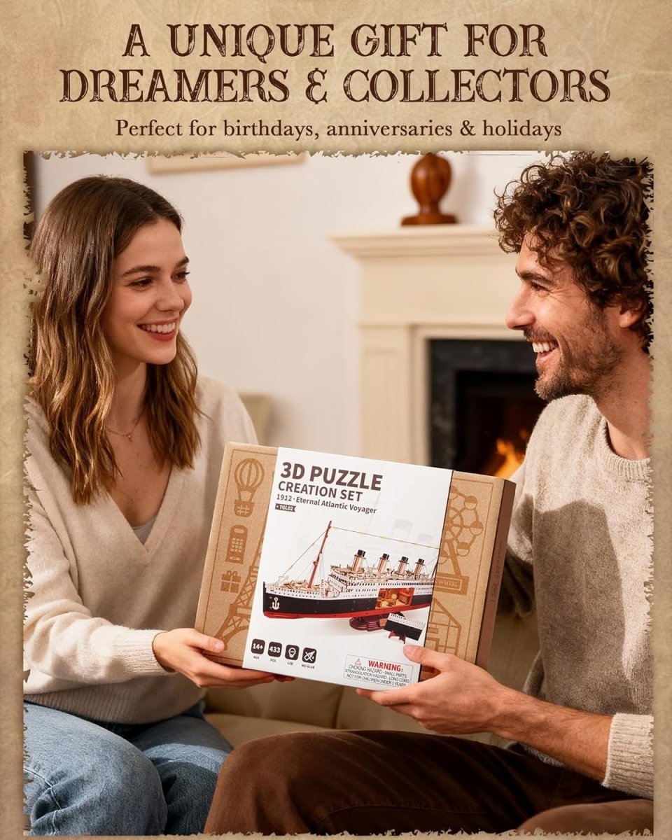 3D Wooden Ocean Liner Puzzle LED Ship Model Kit Nautical Decor Gift - Kwikley