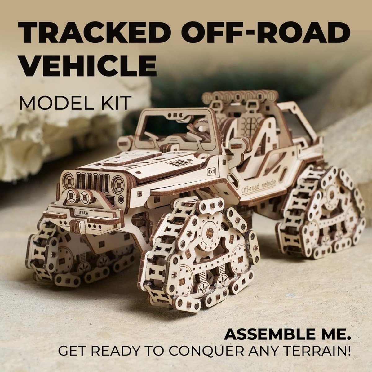 3D Wooden Off Road Vehicle Puzzle Track ATV Mechanical Model Kit 423pc - Kwikley