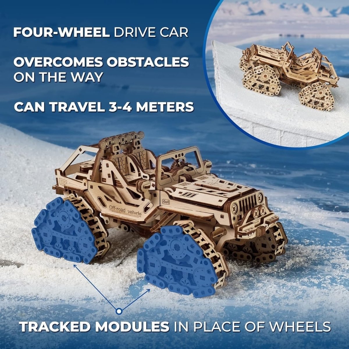 3D Wooden Off Road Vehicle Puzzle Track ATV Mechanical Model Kit 423pc - Kwikley