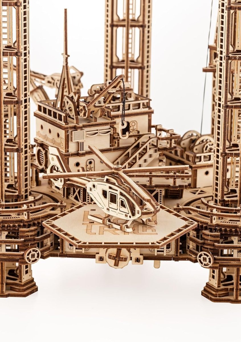 3D Wooden Offshore Oil Rig Puzzle Mechanical DIY Model Kit 1180PCS Adult - Kwikley