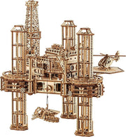 3D Wooden Offshore Oil Rig Puzzle Mechanical DIY Model Kit 1180PCS Adult - Kwikley