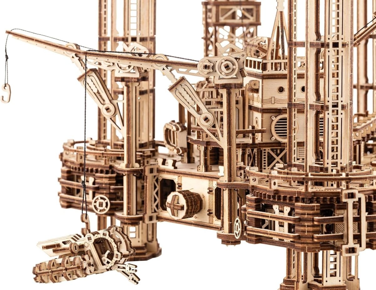 3D Wooden Offshore Oil Rig Puzzle Mechanical DIY Model Kit 1180PCS Adult - Kwikley