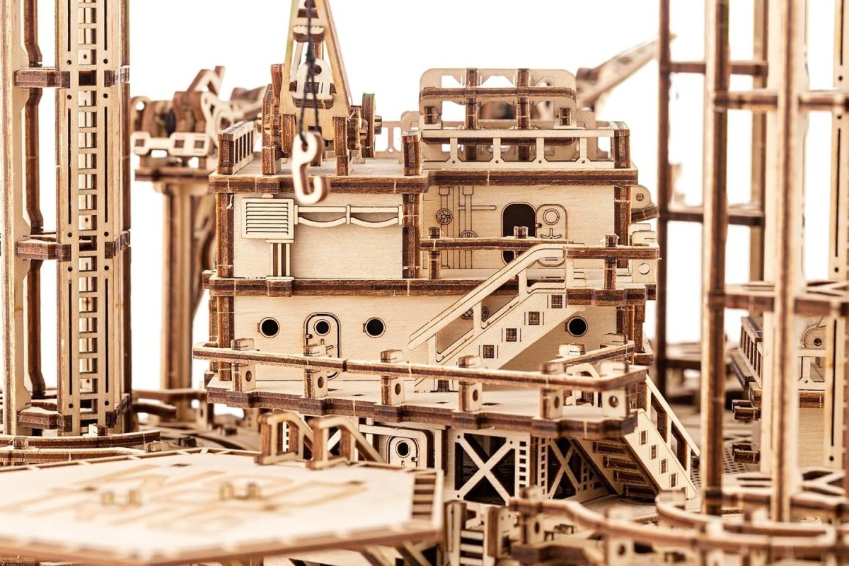 3D Wooden Offshore Oil Rig Puzzle Mechanical DIY Model Kit 1180PCS Adult - Kwikley