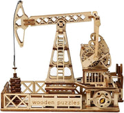 3D Wooden Oil Derrick Puzzle DIY Engineering Model Kit Home Decor Build - Kwikley
