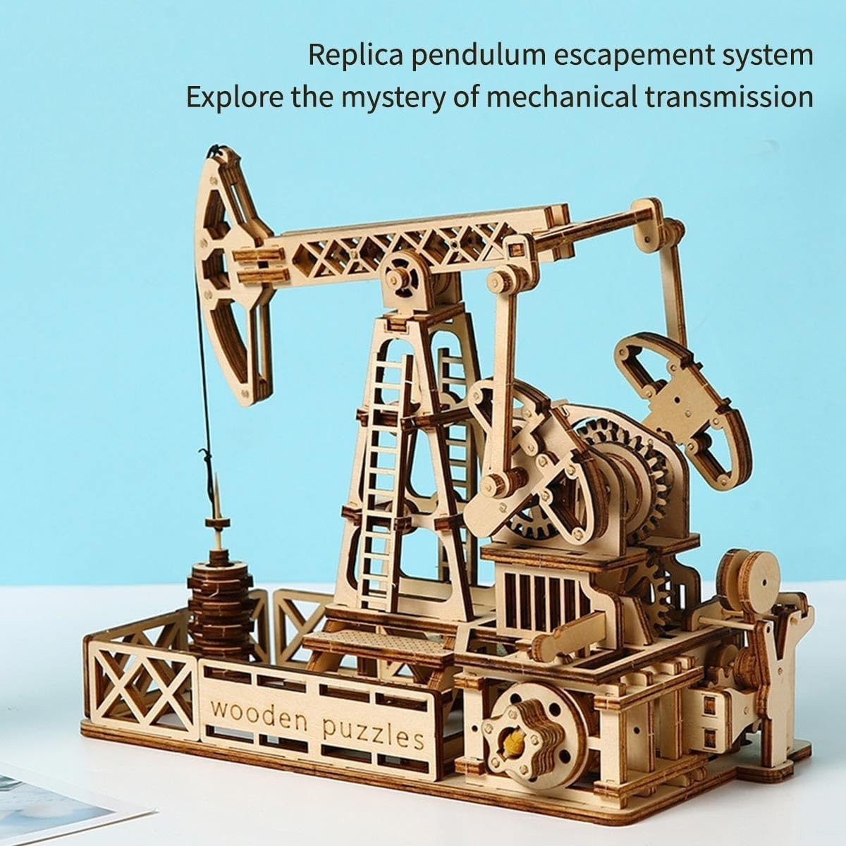 3D Wooden Oil Derrick Puzzle DIY Engineering Model Kit Home Decor Build - Kwikley