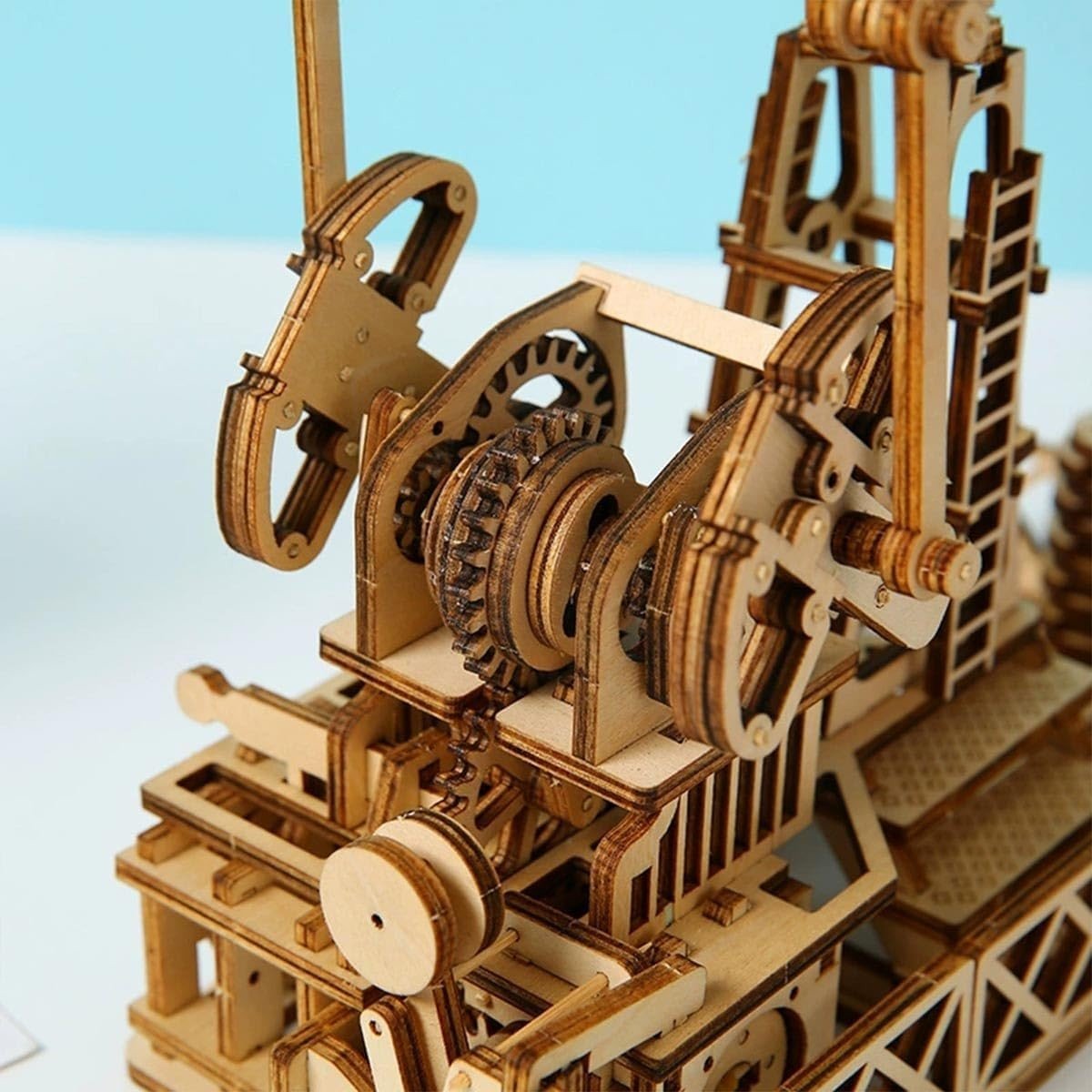 3D Wooden Oil Derrick Puzzle DIY Engineering Model Kit Home Decor Build - Kwikley