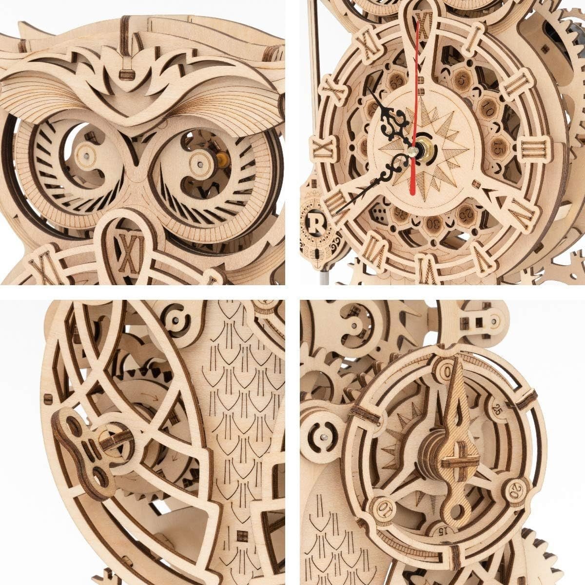 3D Wooden Owl Clock Puzzle DIY Working Desk Clock Model Kit Gift - Kwikley