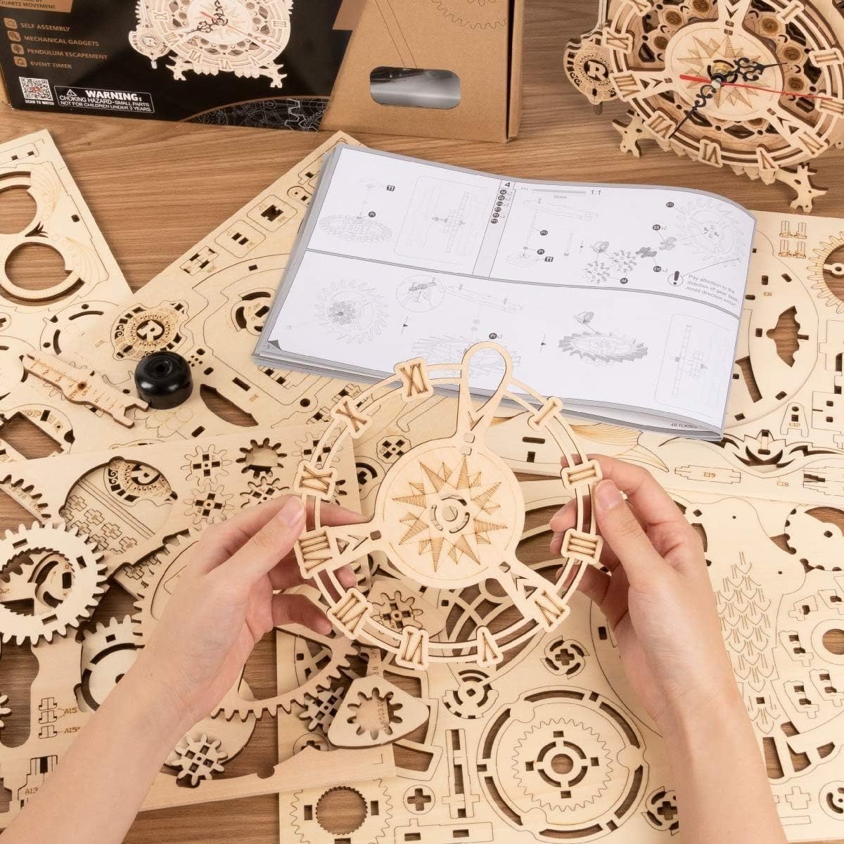 3D Wooden Owl Clock Puzzle DIY Working Desk Clock Model Kit Gift - Kwikley