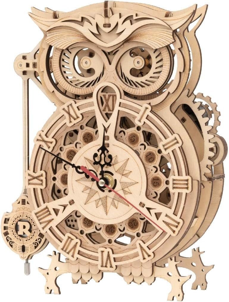3D Wooden Owl Clock Puzzle DIY Working Desk Clock Model Kit Gift - Kwikley