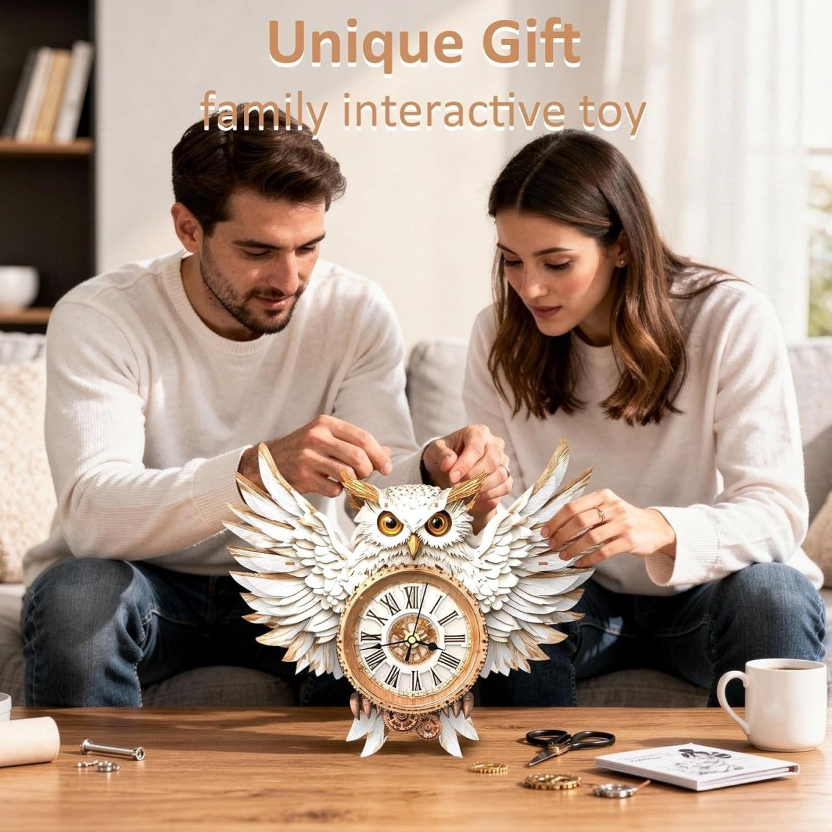 3D Wooden Owl Wall Clock Puzzle Kit Pendulum DIY Home Decor Gift - Kwikley
