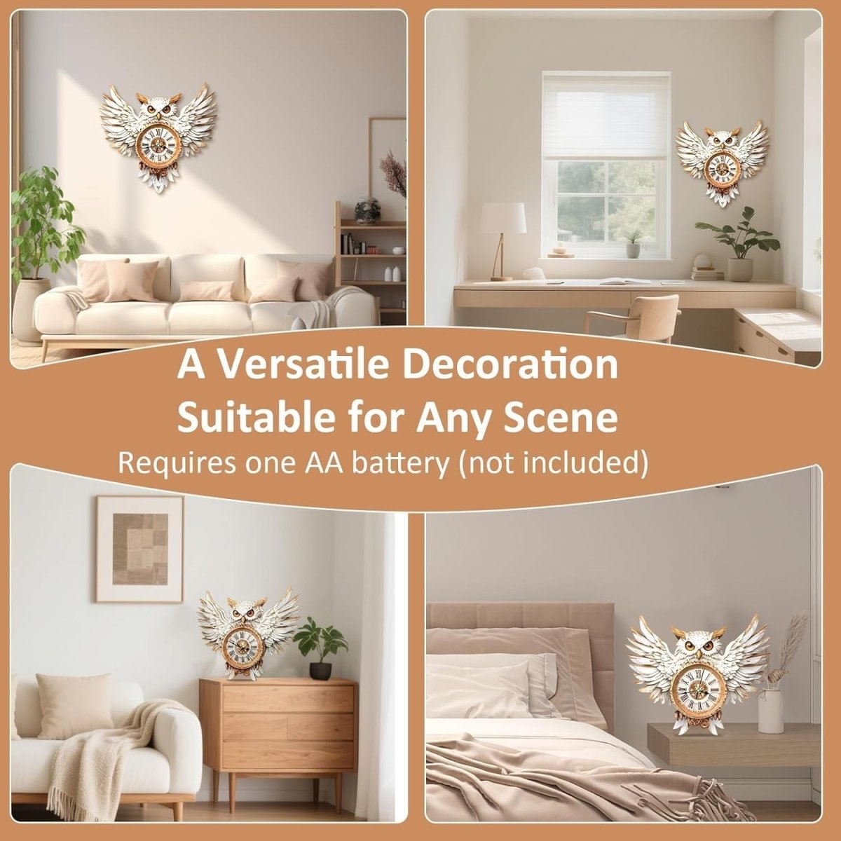 3D Wooden Owl Wall Clock Puzzle Kit Pendulum DIY Home Decor Gift - Kwikley